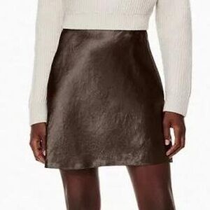 Aritzia Babaton Brown Satin Slip Pull On Mini Skirt Size 14